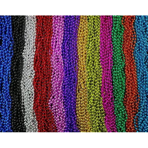 Skeleteen Mardi Gras Beads Necklaces - Assorted Colors Gasparilla Beaded Costume Necklace for Party - 144 Necklaces Cover