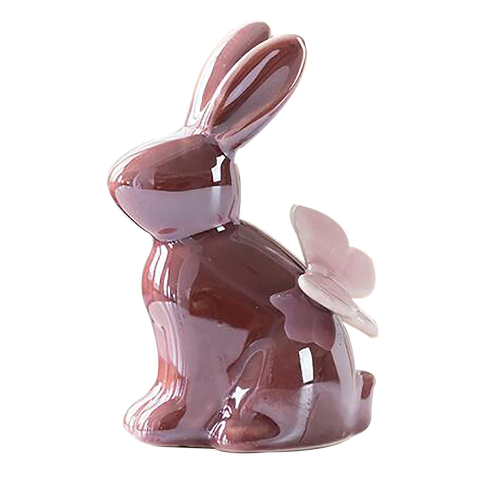 Figurine lapin en céramique vintage de 9cm avec papillon décoratif
