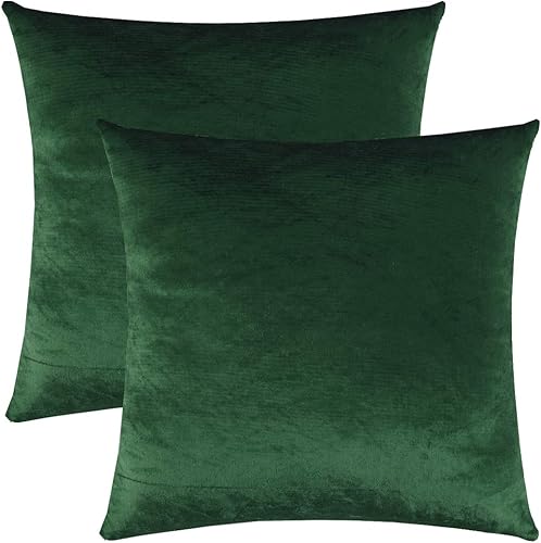 Vista 334 de GIGIZAZA - Juego de 2 fundas de almohada decorativas de 18 x 18 pulgadas, fundas de almohada cuadradas de terciopelo verde azulado pavo real