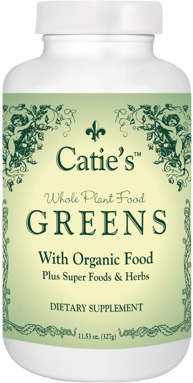 Catie's Organic Greens - Vegan, Non-GMO - 45 Ingredients! Green Superfood for Optimal Health and Vitality. 30 Servings. 12 oz. Made from Whole Plant Foods!