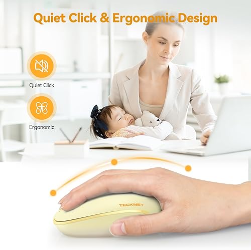 Miniatura 3 de Tecknet Mouse inalámbrico, mouse silencioso de 2.4 GHz con receptor USB, 4 botones, portátil, inalámbrico, para Chromebook, laptop, computadora,