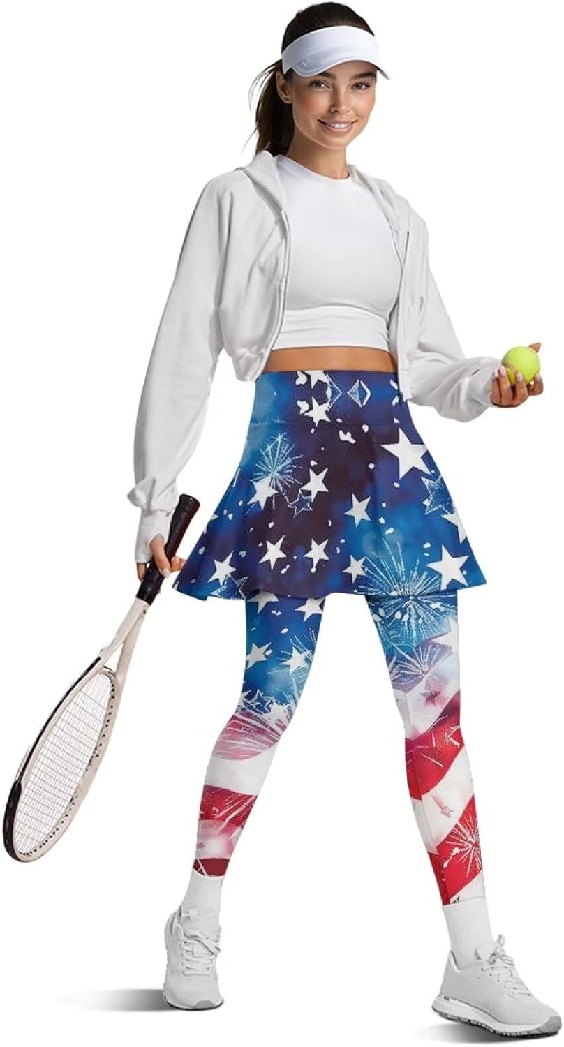 Tennis Skirted Leggings with Pockets for Women Comfortable Active Skort Athletic Skirt with Leggings Plus Size