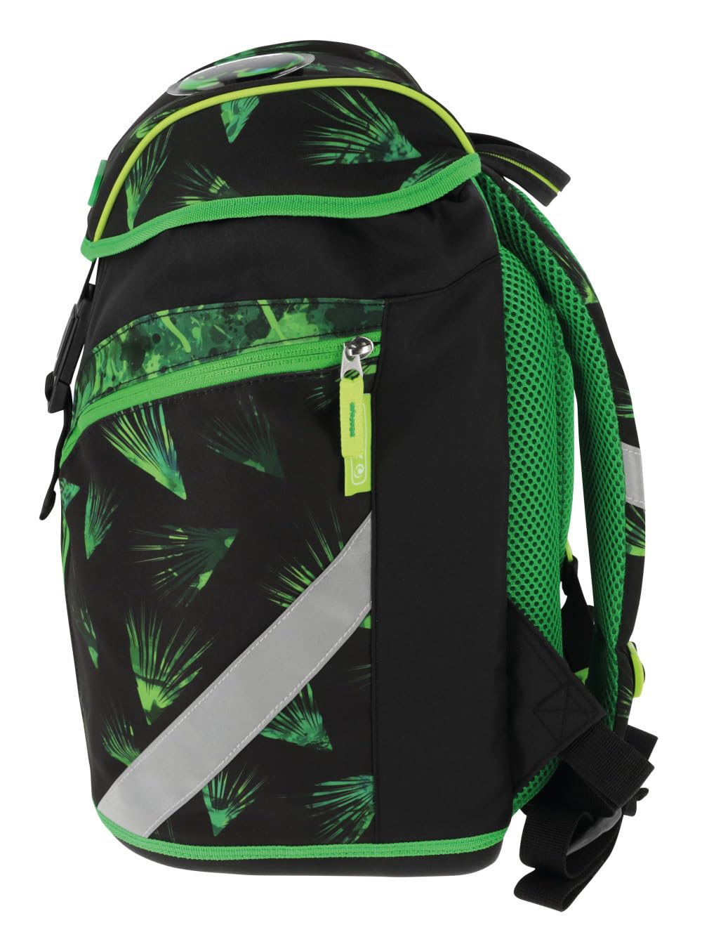 Herlitz Softlight Plus Mochila escolar, Niños, Multicolor, 38 x 28 x 23 cm | Negro y verde, de botellas de PET recicladas, 1ª clase primaria, 18 l, Panther