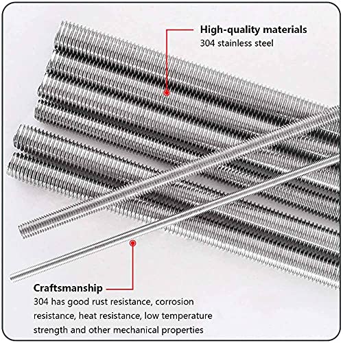Goonsds Fully Threaded Rods - 4 Pcs 304 Stainless Steel Fastener Studs Right Hand Thread ​For Laboratory And Diy, Length 500Mm,M4 #TOP3