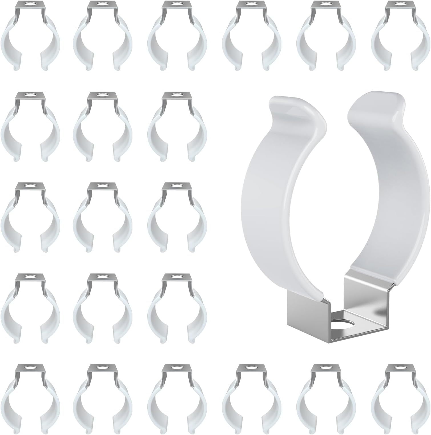 (24 Pack) JESLED T8 U Clip Holder for 8ft LED Bulbs, LED Fluorescent Tube Mounting Accessories, Stainless Steel Lamp Holder, Lamp Holder, Pipe Clamp to Prevent Sagging