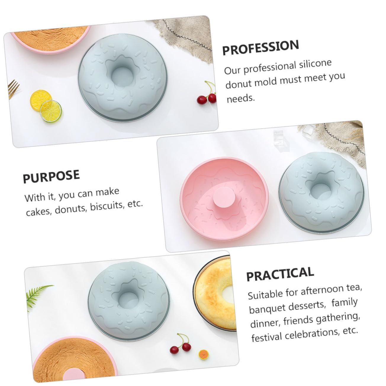 Abaodam 3stücke Silikon Donut Mold Für Backen Wiederverwendbare Backform Donuts Und Kuchen Lebensmittelechtes Material Für Feiern Snacks