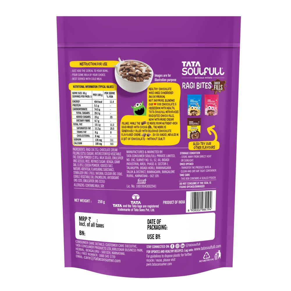 Soulfull Ragi Bites Choco Fills- No Maida High Calcium 250G