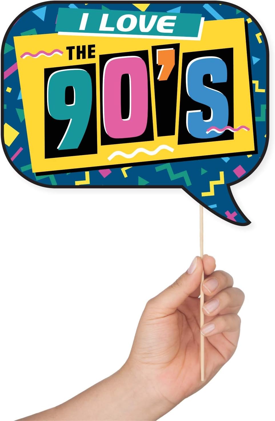 90s Photo Booth Props - 41-pc 90 s Selfie Prop Kit with 8 x 10-Inch Sign, 60 Glue Dots, 45 Sticks - 90 s Party Decorations - 90s Birthday Party Decorations