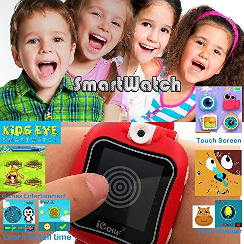 Icore Smart Watch For Kids | Gizmo Watch With Learning Games Gifts For 7 Year Old Girls | Touch Screen Gizmo Watch Selfie-Camera Video Watches Age For Girls Ages 5-7 Best Birthday Gifts (Red) #TOP4