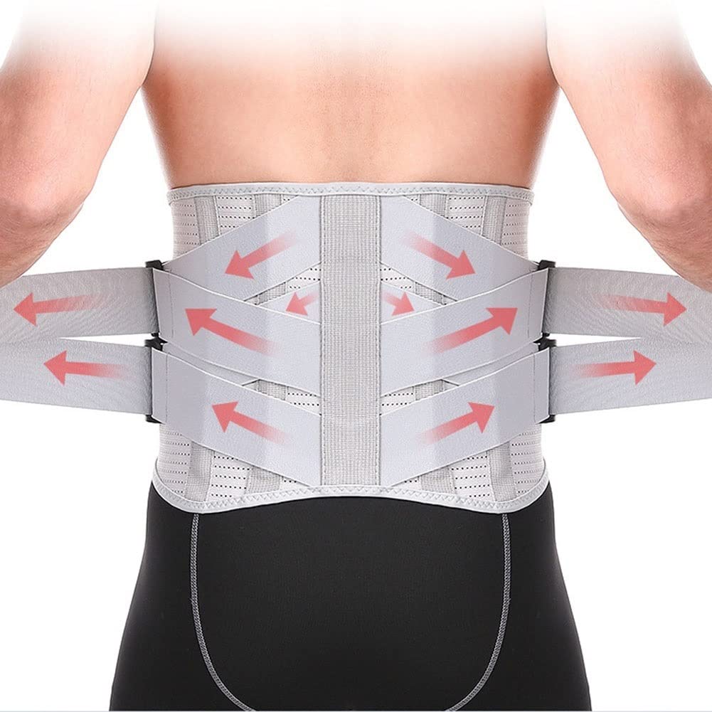 Soporte de espalda para hombres y mujeres, cinturón de apoyo lumbar ajustable, transpirable para el dolor de ciática, soporte de cintura de levantamiento pesado, soporte de espalda baja, hernia de