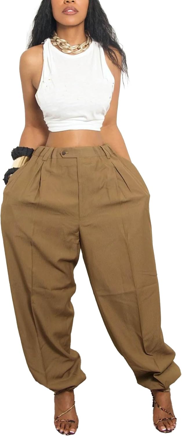 Women's Baggy Parachute Pants Casual High Waisted Oversized Fit Tapered Trousers Jogger Hip-Hop Y2K Streetwear