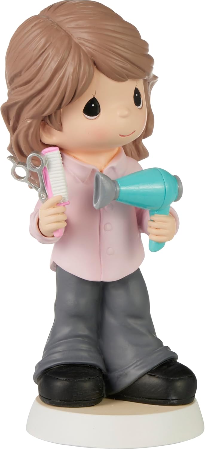 Hand-Painted Hair Stylist Resin Figurine with Tools