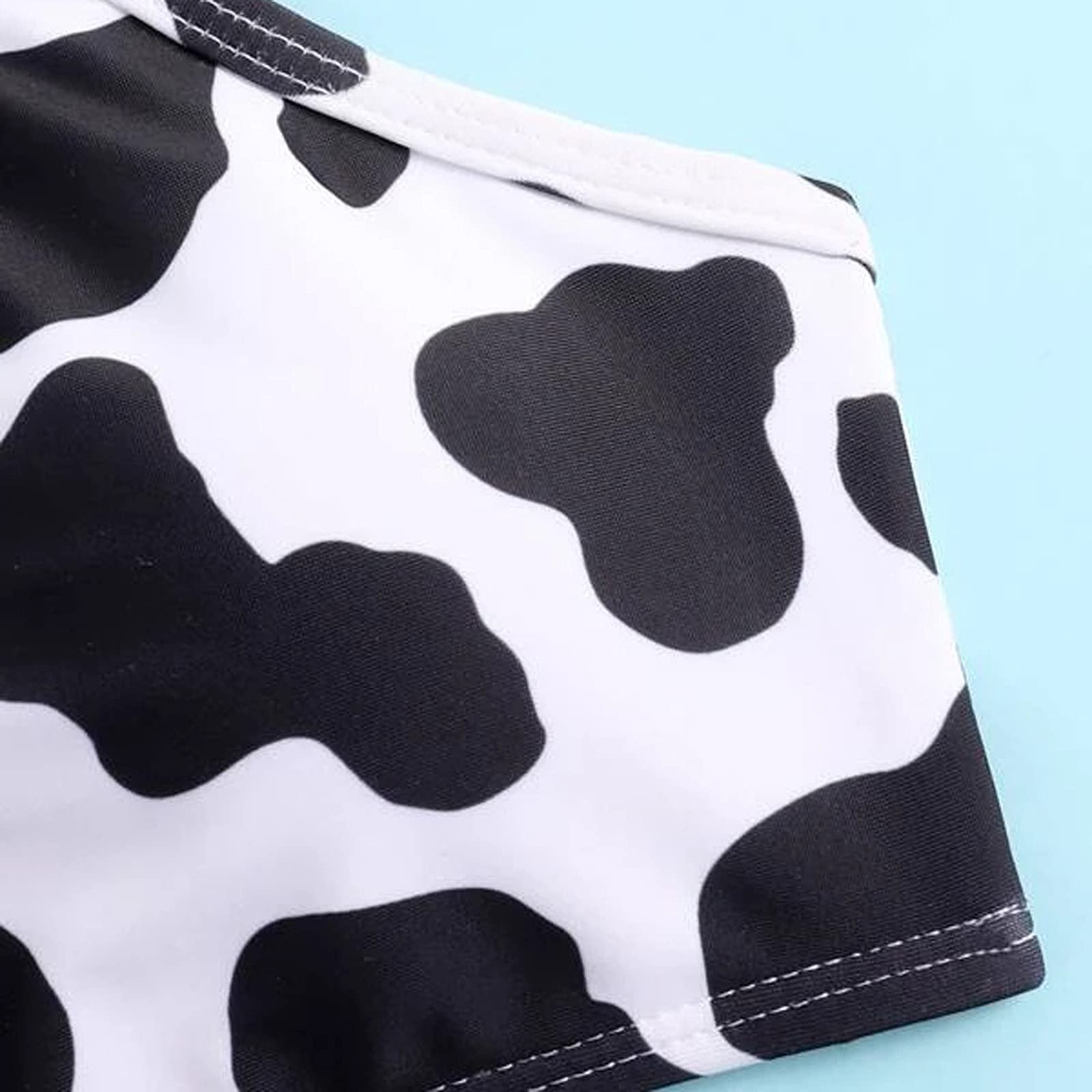 Generisch Traje de baño tankini para niñas con estampado floral de verano cruzado a través de la parte posterior lindo estampado niña vaca traje de baño de dos piezas