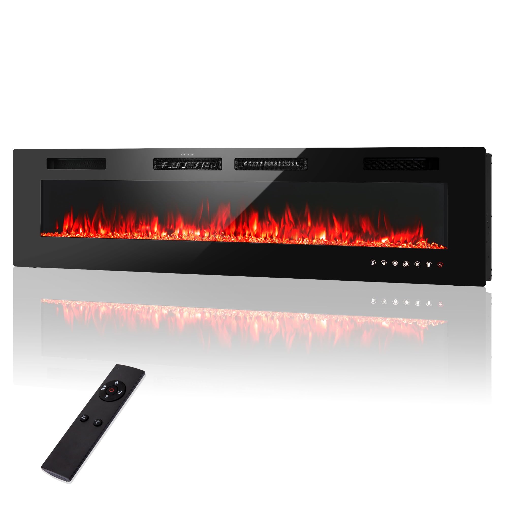 PHI VILLA 72" Electric Fireplace Wall Mounted & Recessed, 3.19" Ultra-Thin Linear Fireplace Electric Heater with Remote Control & Touch Screen, 750/