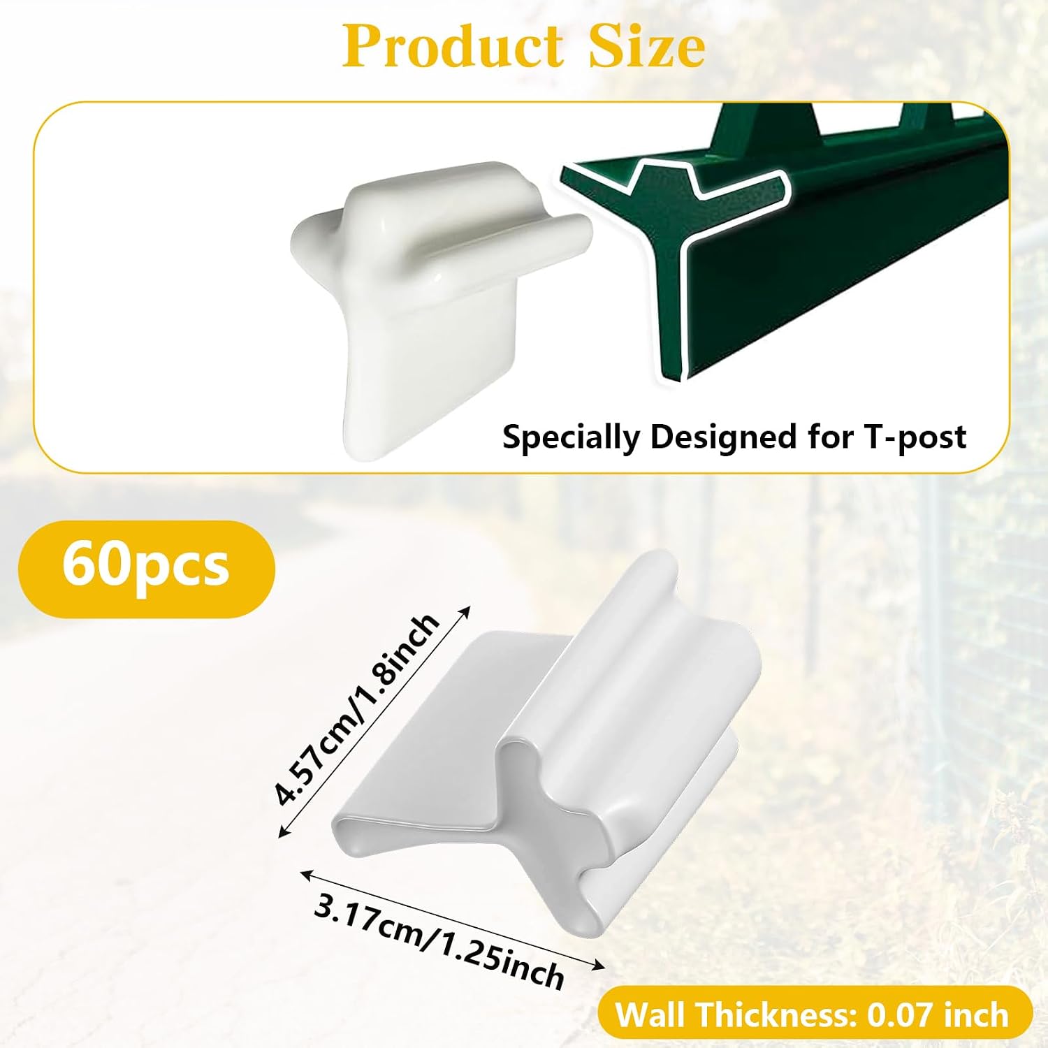 60 Pcs T Post Safety Caps, PVC T-Post Topper Covers – Durable White Vinyl Safety Caps for Fence Posts