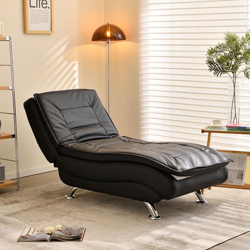 Adjustable Chaise Lounge Chair with Ottoman, Standard Reclining Sofa for Living Room (black)