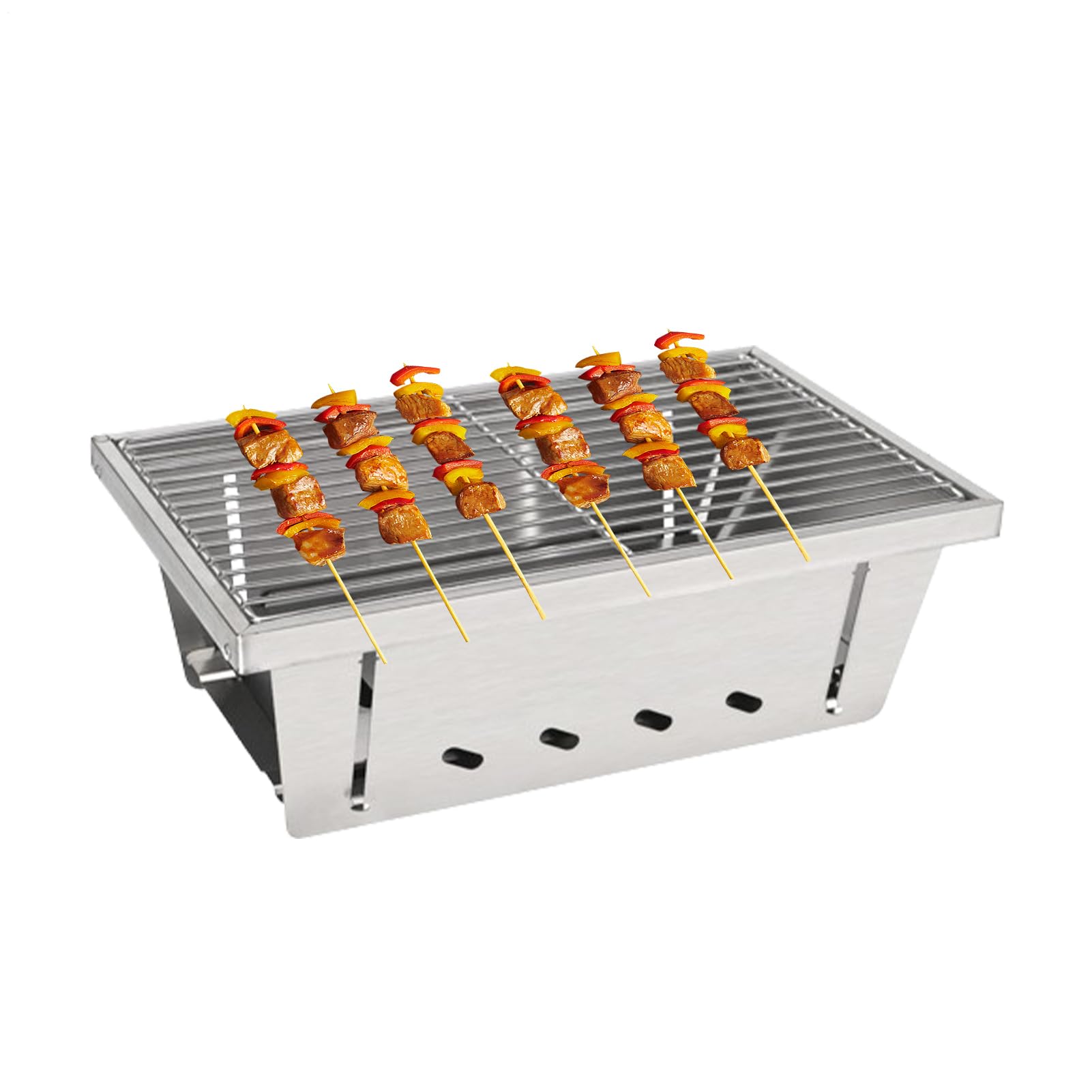 Barbacoa Portátil Utensilios de Cocina Exterior de Acero Inoxidable | Parrilla De Carbón Para Barbacoa Para Pesca, Jardín, Balcón, Patio Trasero, Patio, Viaje, Picnic, Y