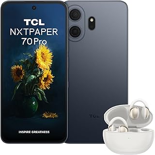 Bundle of TCL NXTPAPER 70 Pro 5G Smartphone| NXTPAPER 4.0, Stellar Blue + TCL CrystalClip| diseño Clip-on| Mejora de Graves| Sonido Espacial 3D| hasta 36 Horas de reproducción| Blanco Lunar