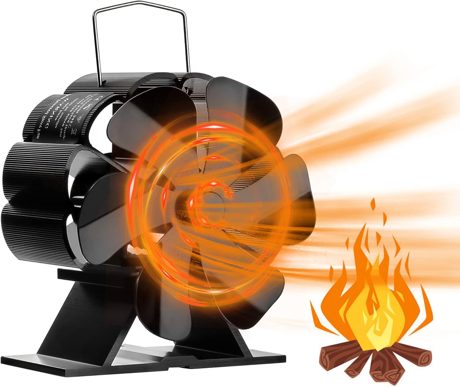 Ventilador de chimenea sin electricidad, ventilador para estufa de leña, estufas con 6 hojas, funcionamiento silencioso, ventilador alimentado por calor