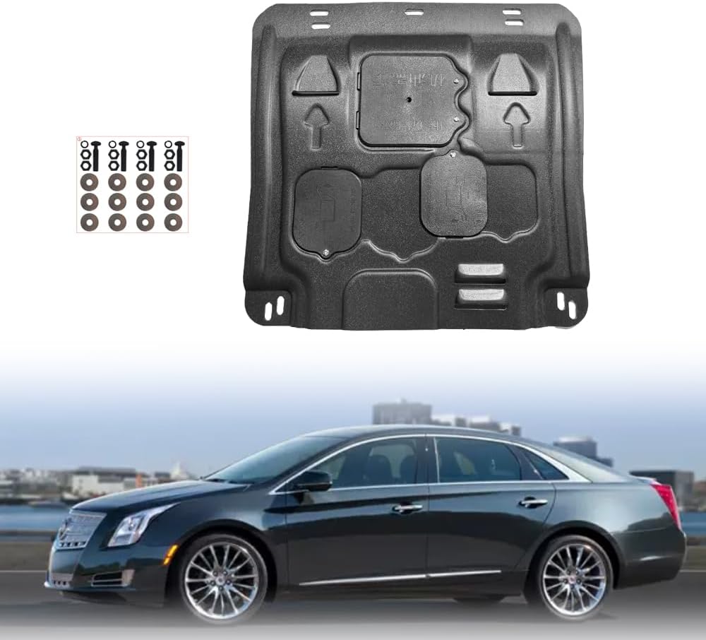 Engine Splash Shield Fit for Cadillac XTS 2013-2019 Engine Case Guard Under Engine Cover Compatible with XTS 2014-2018 Front Engine Guard Mud Flaps Including Screw Hardware