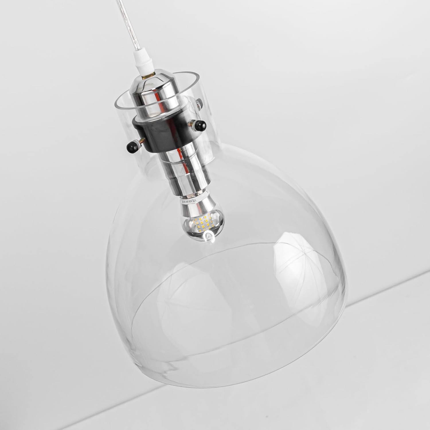 Adjustable Hanging Height Halo Track Lighting Pendants, 4 Ft Cord, H-Type Retro Lighting Industrial Light E26 Socket Clear Glass Half Chrome Light Bulb for Kitchen Island Vaulted Ceiling