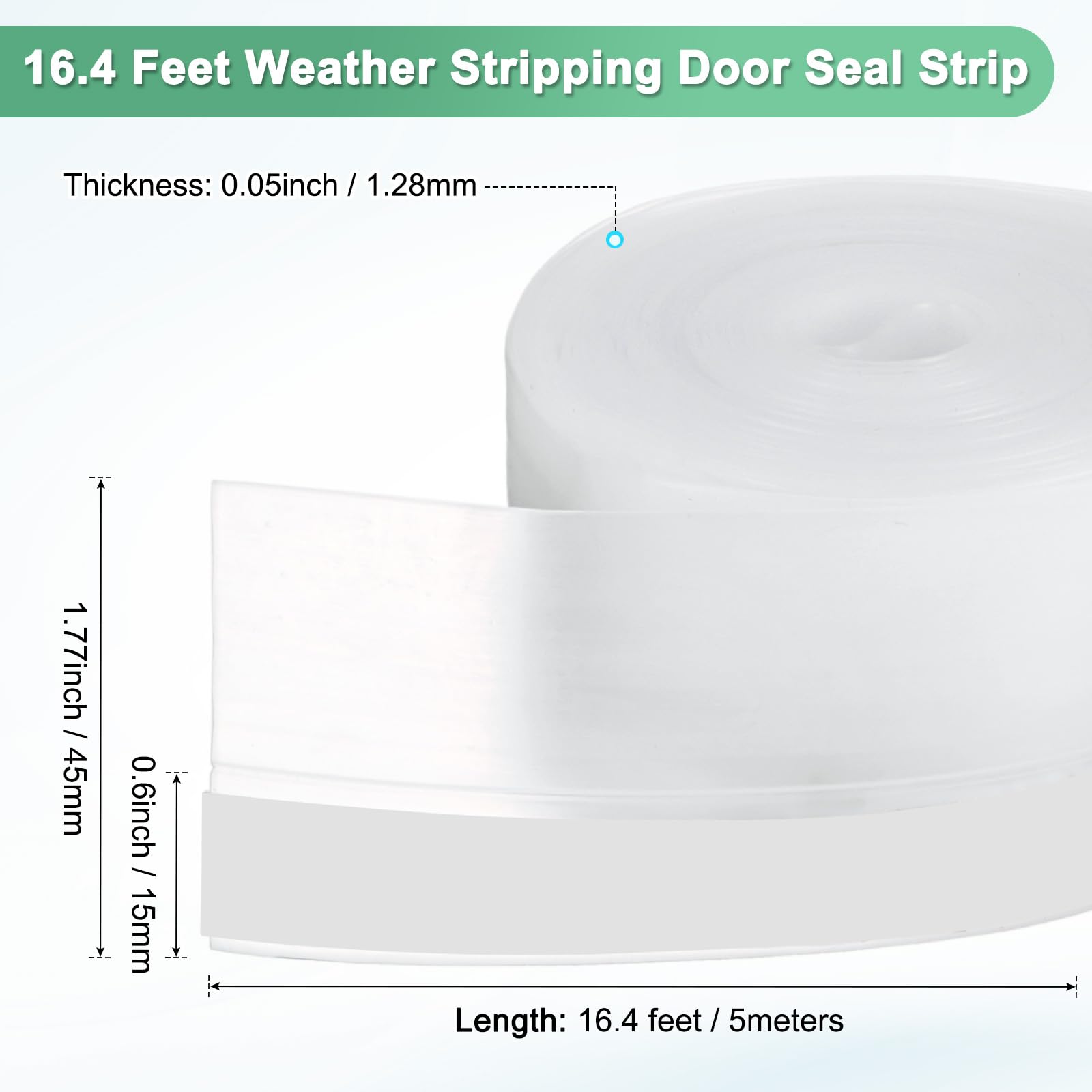 M METERXITY Weather Stripping Door Seal Strip, 1.77 Inch(45mm) Silicone 16.4 ft Draft Stopper for Windows Gaps/Shower Door - Image 3