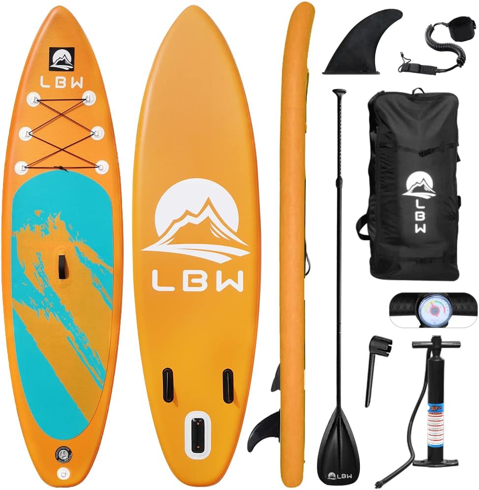 LBW Stand Up Paddle Board Inflatable SUP Board with Adjustable Paddle