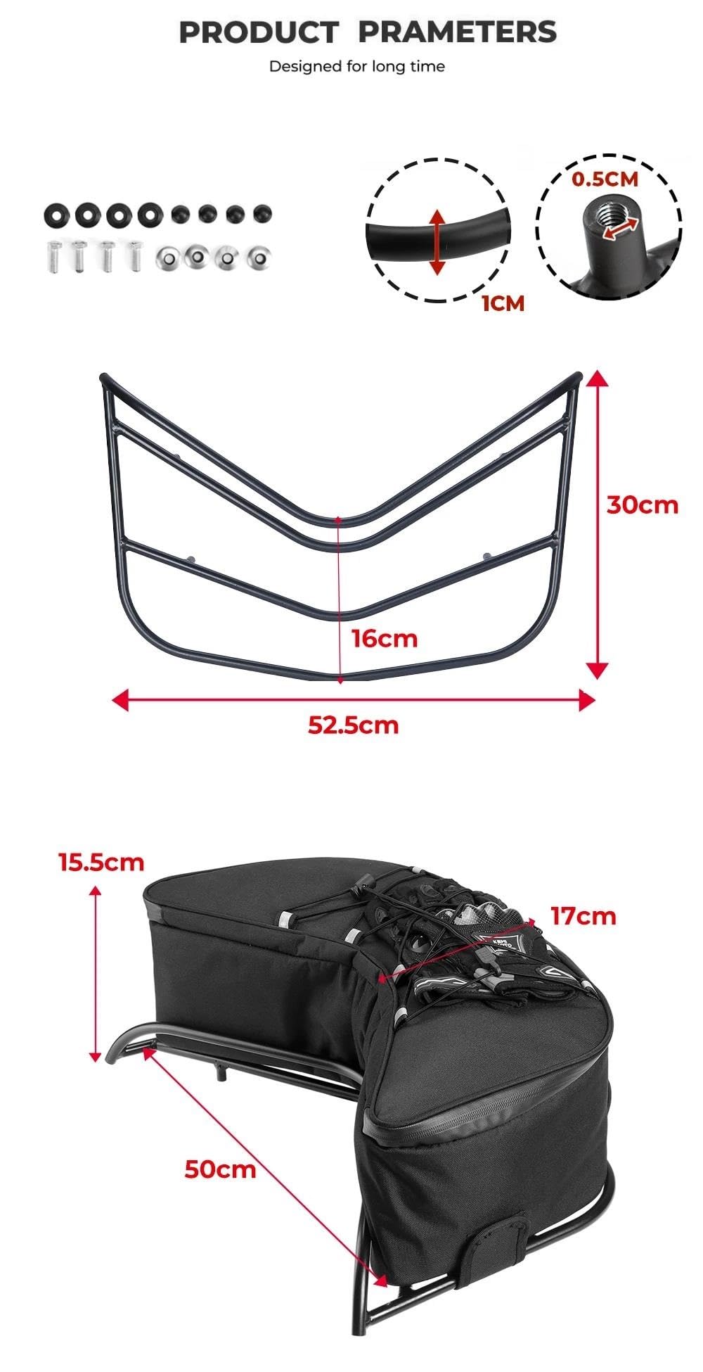 Moto Bagages Supports Porte-Bagages Arrière Moto Support De Coffre pour K1600 GT Sac De Rangement pour K1600 GTL Sac Arrière pour BMW pour K1600 GT GTL 2011-2016 Porte-Bagages Arrière de Moto(A Whole