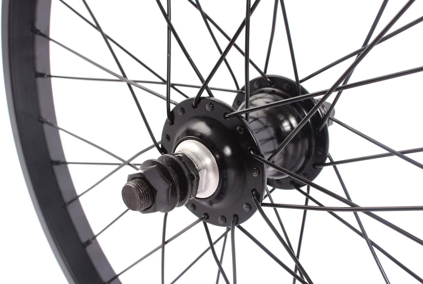 KHE BMX Rear Wheel Aluminium Rim KHE BIG400 36 Hole 14 mm Black 9 Teeth Sprocket and Rim Tape Made in Germany