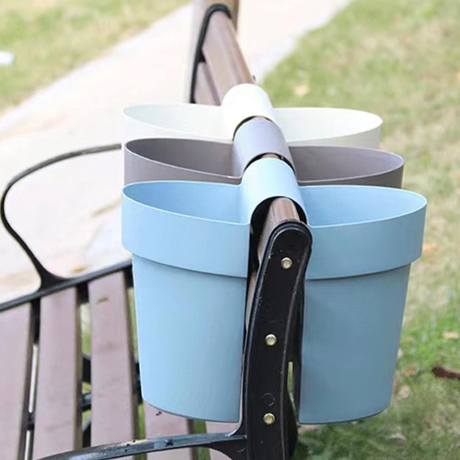 Double-Sided Hanging Rail Planter,Hanging Planter Bucket Flower Holders,for Railing Fence Balcony Garden Home Decoration