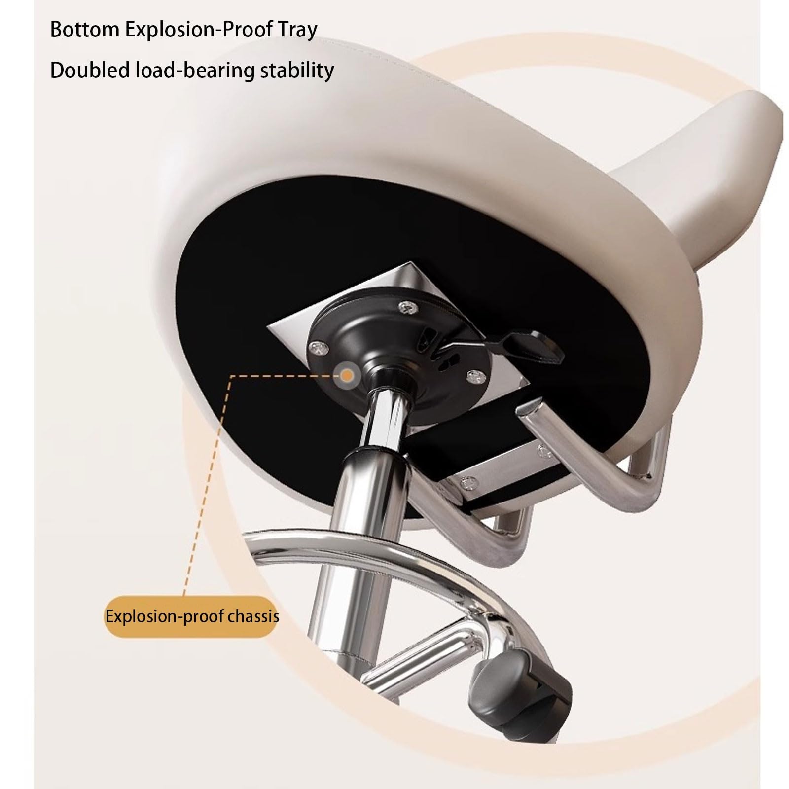 Drehhocker Mit Rückenlehne Rollhocker Höhenverstellbar Werkstatthocker Mit Rollen Ergonomischer Verdickter PU-Leder-Drehsattelstuhl Für Salon Spa Massage Klinik(Gray)