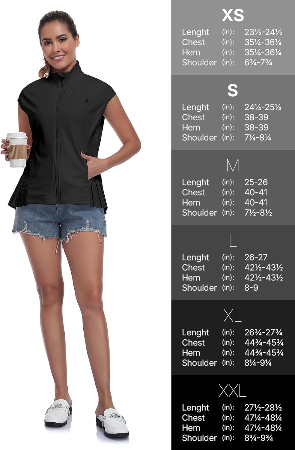 Little Donkey Andy Women's Golf Vest Outerwear with Pleated Hem Sleeveless Athletic Jacket for Running Yoga Tennis - Image 6