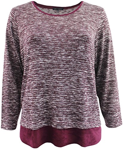 Women's Plus-Size Half Sleeve Round Neck Stripe Asymmetrical Tee Knit Top