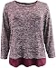 Women's Plus-Size Half Sleeve Round Neck Stripe Asymmetrical Tee Knit Top