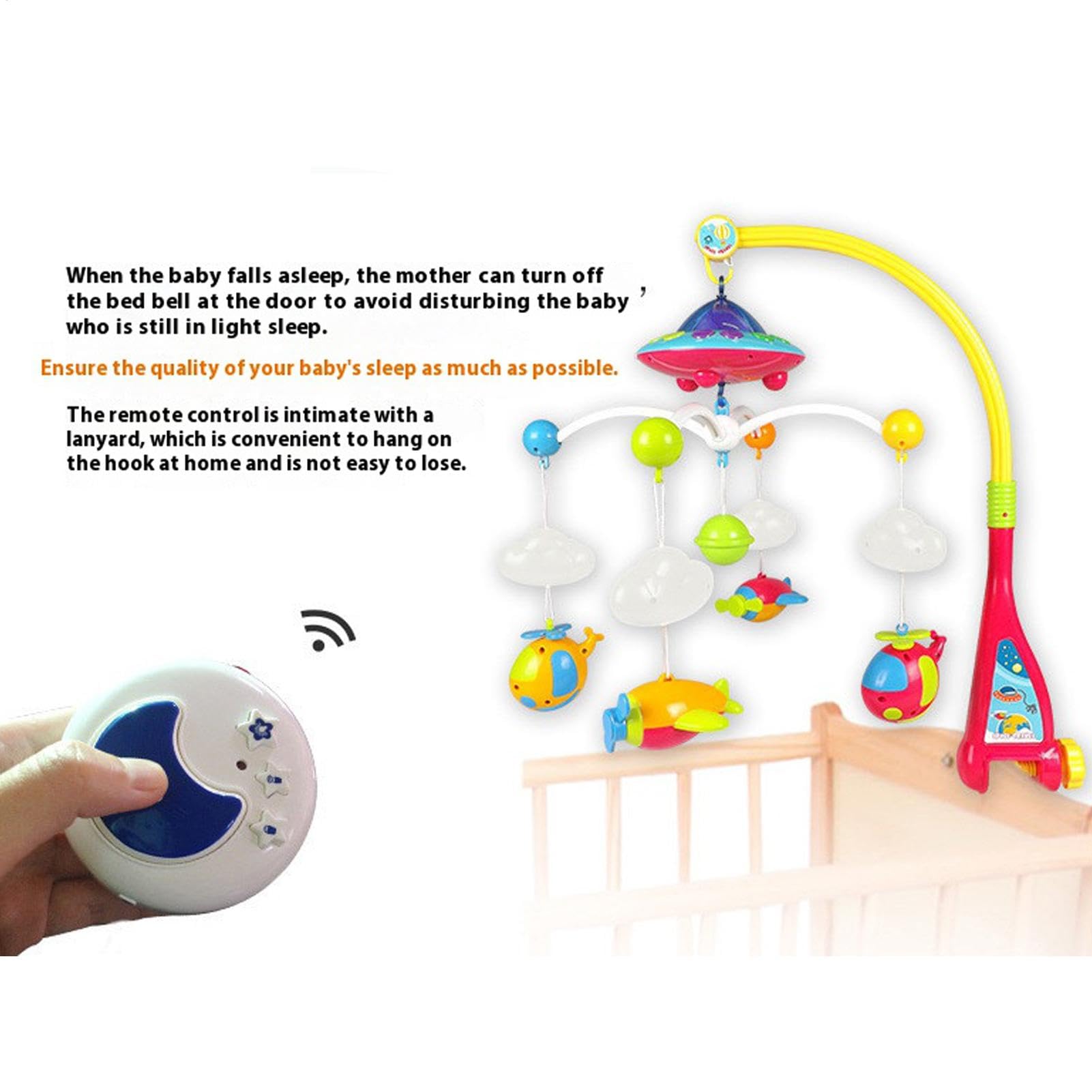 Mobile musical pour le berceau, bébé berceau musical mobile Lights Fonction | Décoration multifonctionnelle du lit de suceur pour bébé, accessoires de