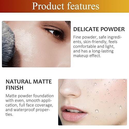 Miniatura 6 de Kaely Base de polvo sin aceite impermeable, equilibrio de polvo prensado facial, base de maquillaje, maquillaje de base de cobertura media a