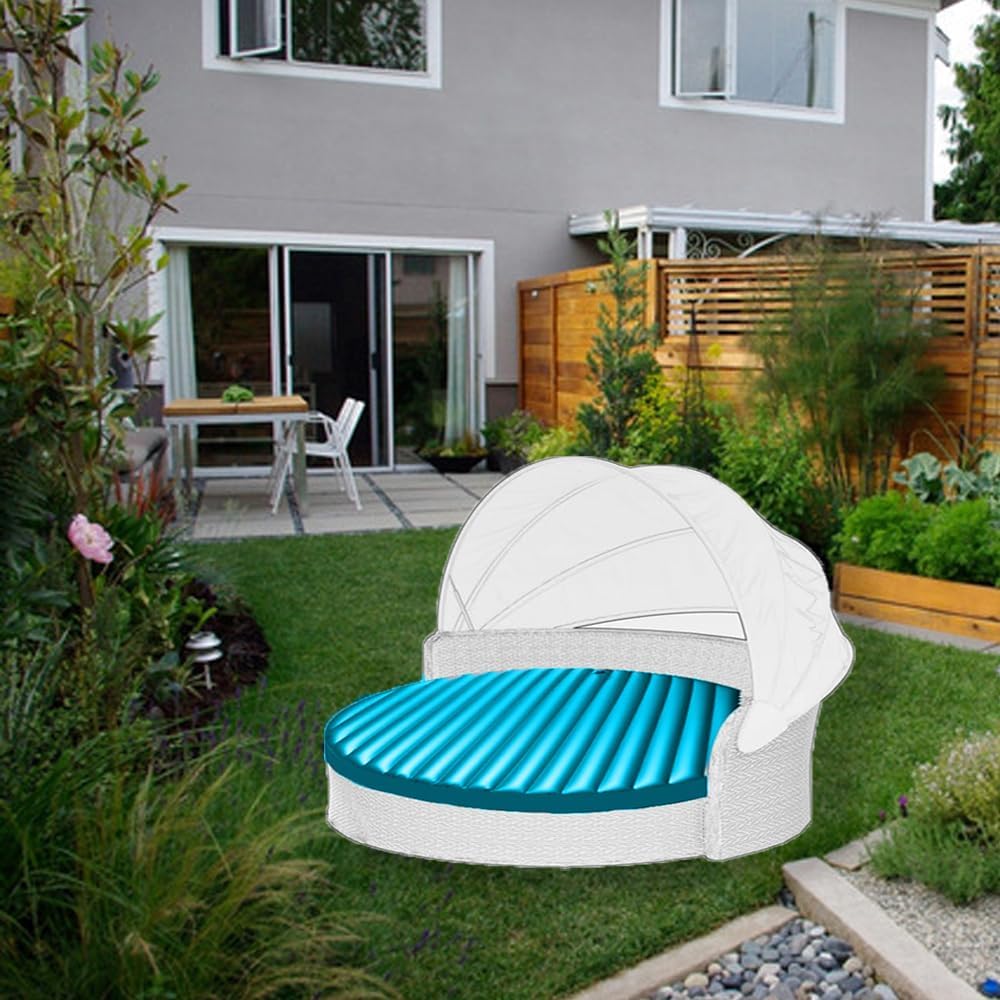 66" Outdoor Daybed Cushion,Round Matterss,Daybed Replacement Cushions,3" H X 66" D Circle,Upholstery Electric Inflatable Cushion, Pool Hammock, Camping Moisture-Proof Insulation Mat (Blue)