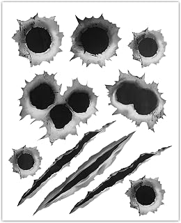 3D Bullet Hole Car Stickers, Bullet Hole Decals, Funny Prank Auto Body Scratch Tattoo Decal, Automotive Tattoo Decorations Accessories Waterproof Car Sticker for Bumper Window Helmet (Style B)