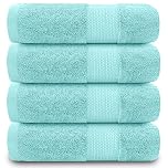 GC GAVENO CAVAILIA Fade Resistant Bathroom Towels Set, 700 GSM Premium Quality Extra Absorbent 100% Cotton Bath Towel, Turquoise, 4PK Hand Towel, 555391