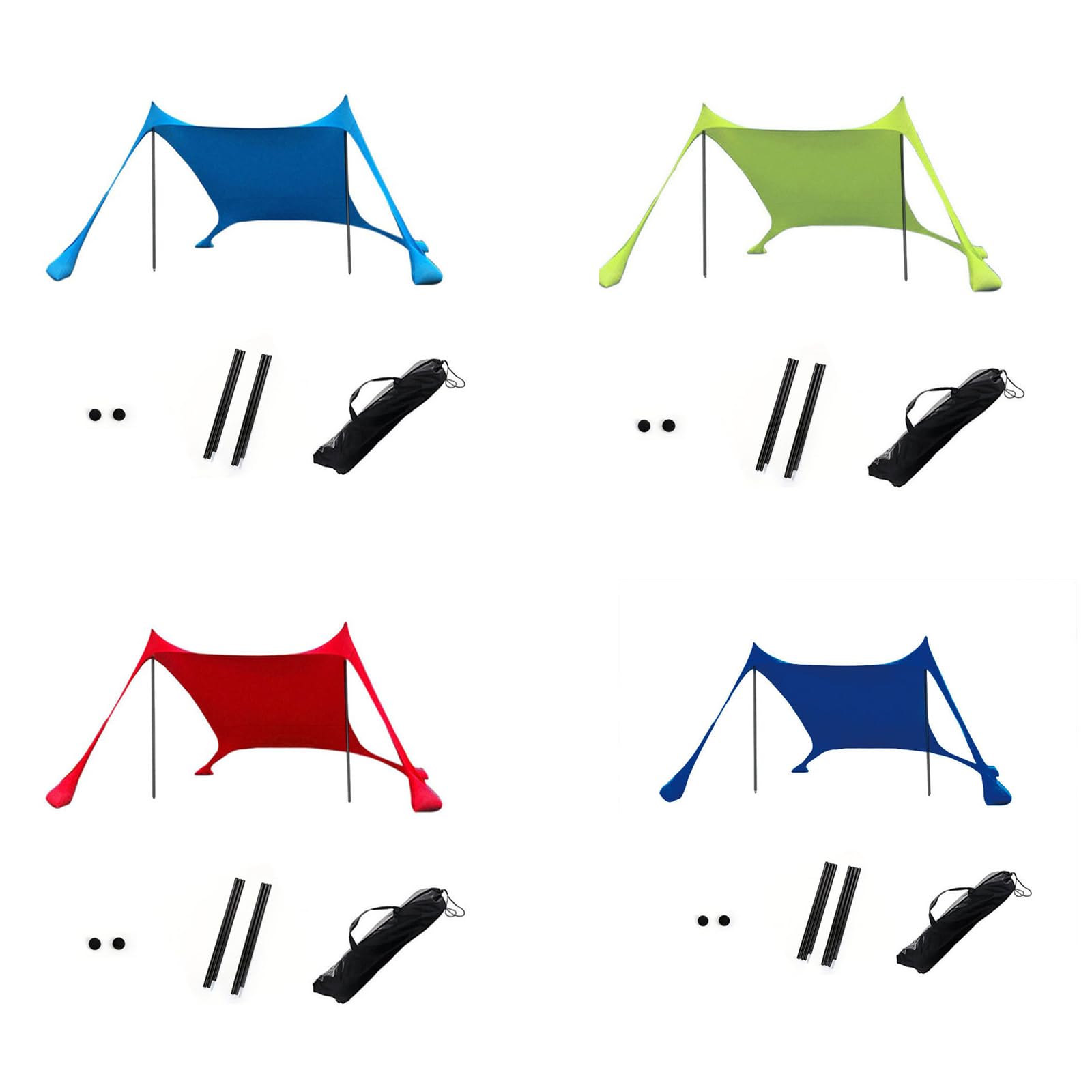 Set tenda parasole per uso in spiaggia, 300 x 300 x 200 cm, colore: blu
