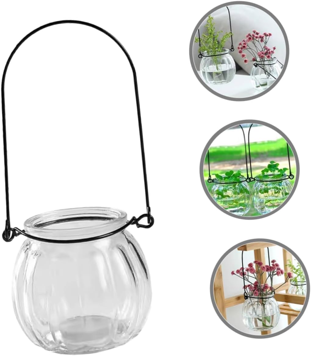 6Pcs Clear Glass Hanging Vases for Indoor Plants Wall Mounted Hydroponic Planters for Air Plants Candle Decor Versatile Home Decor