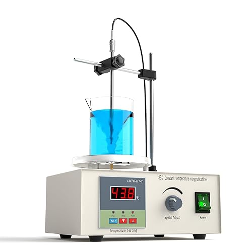 Miniatura 7 de Agitador magnético, placa caliente agitador magnético, mezclador magnético de 110 V 200 W, con barra de agitación magnética, pantalla digital,