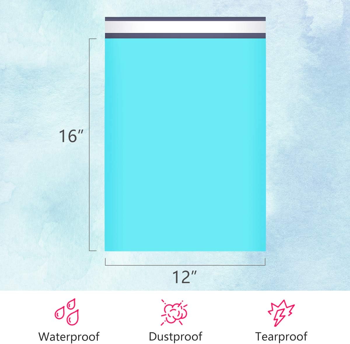 UCGOU Poly Mailers 12x16 Inch Teal 100 Pack Medium Shipping Bags #5 Strong Thick Mailing Envelopes Self Sealing Adhesive Waterproof and Tear Proof Boutique Packaging Postal for Clothing : Office Products