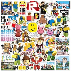 Lanseede 50pcs Gifts Roblox Stickers Waterproof Blox Decals Stickers for Laptop,Bumper,Water Bottles,Computer,Phone,Hard…