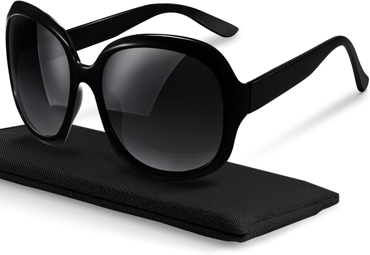 miyya Bug Eye Oversized Polarized Sunglasses Womens, Trendy Retro Sun Glasses for Women 2025, Oversized UV Protection Shades Black/Black Polarized