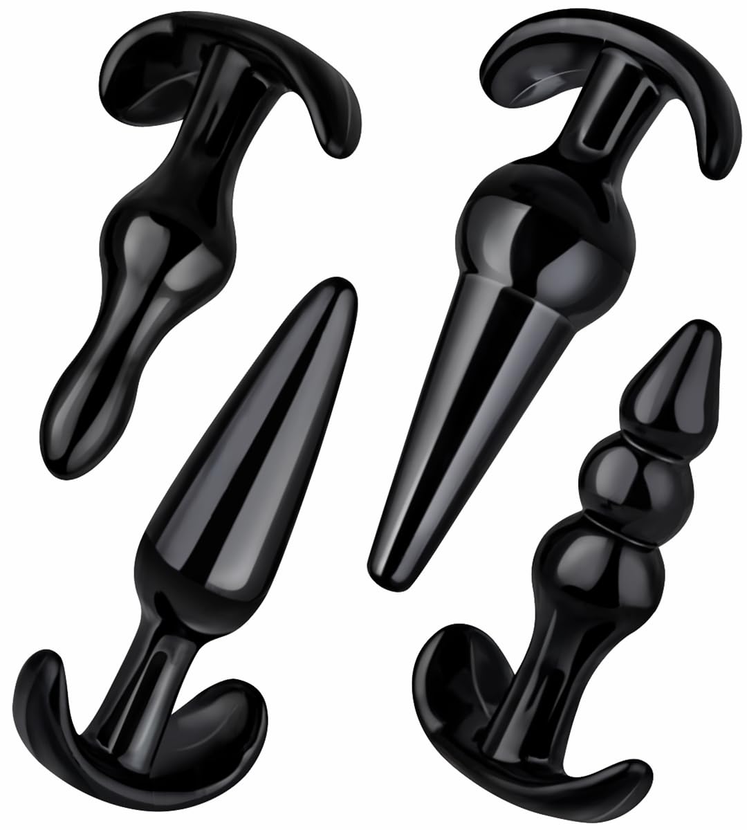 t - off Silicone Anal Plug Pack of 4 Buttplug Training Set for Beginners Advanced Users with Flared