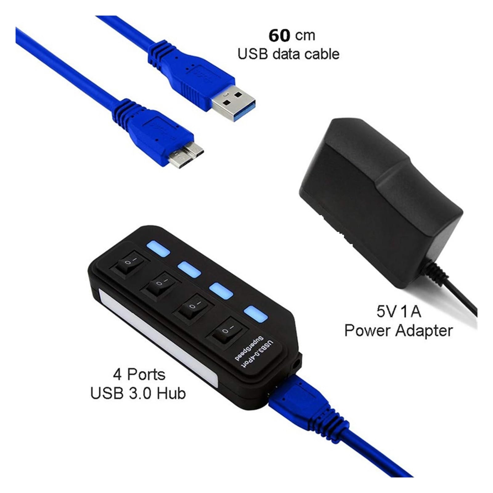 USB HUB 3.0 4 7 Porte Multi USB Splitter Con Adattatore Di Alimentazione For Computer PC Laptop Accessori Hub 3 Usb Cassaforte Veloce(7 port)
