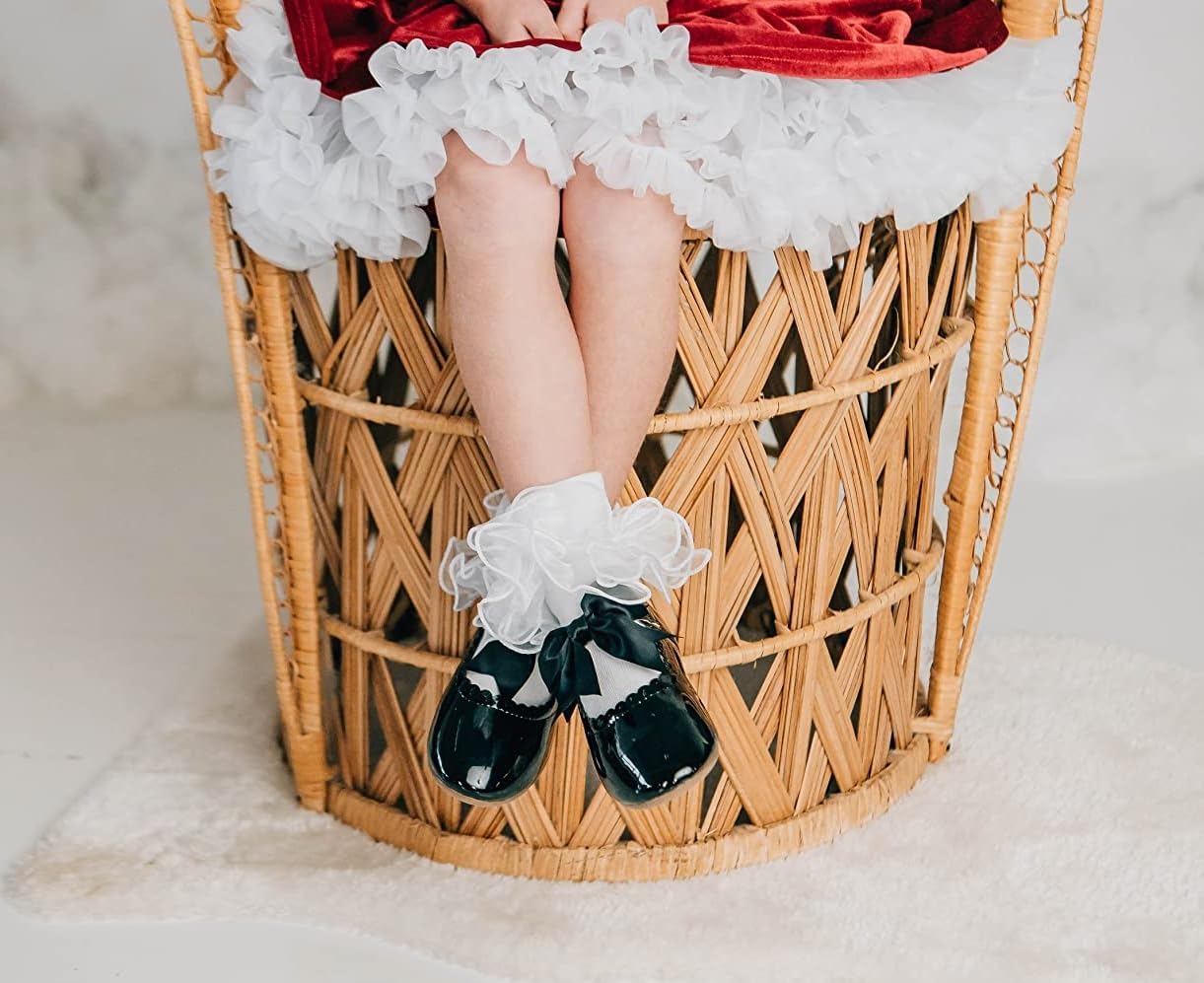 2 Pairs Girls Ruffle Socks Double Lace Frilly Dress Socks White Lace Princess Socks for Toddler Little Girls - Image 5