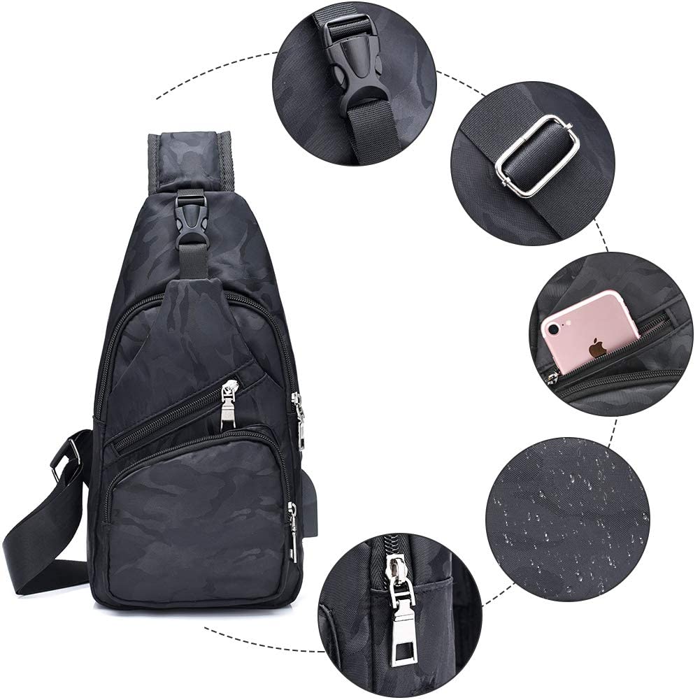 flintronic Zaino Monospalla Sling Bag, Borsa a Spalla Uomo, Borsello Tracolla (includere 1 Cavo USB)