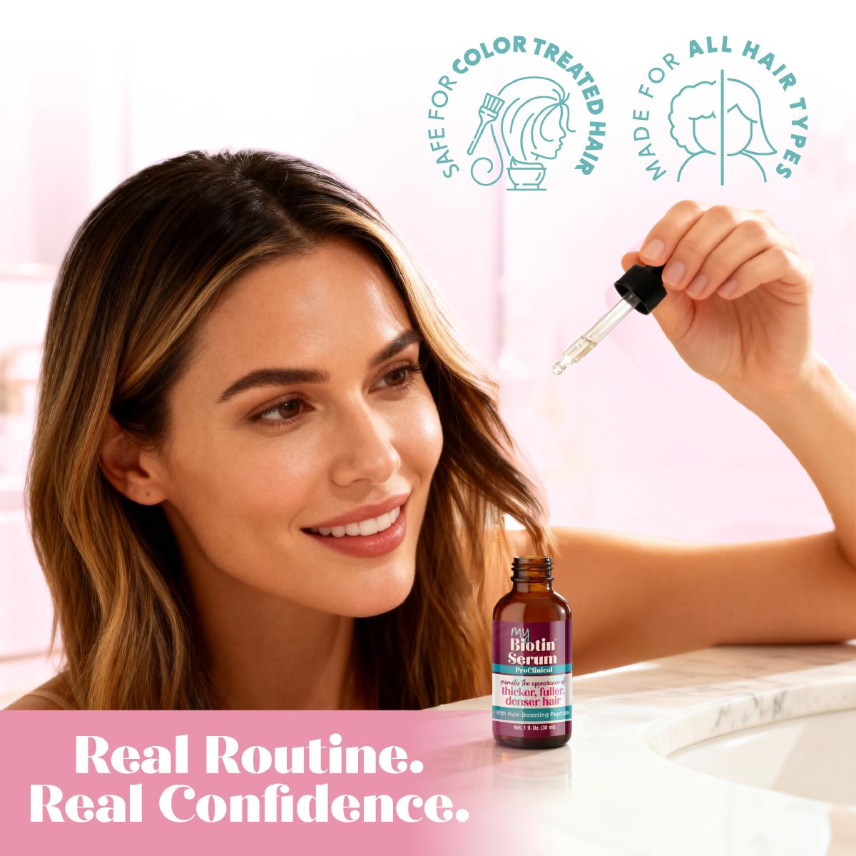 MyBiotin ProClinical Serum – Topical Scalp Serum for Fuller, Thicker Hair – Acetyl Tetrapeptide-3, Red Clover & Marine Blend – Strengthens Roots, Nourishes Scalp – 1 fl oz